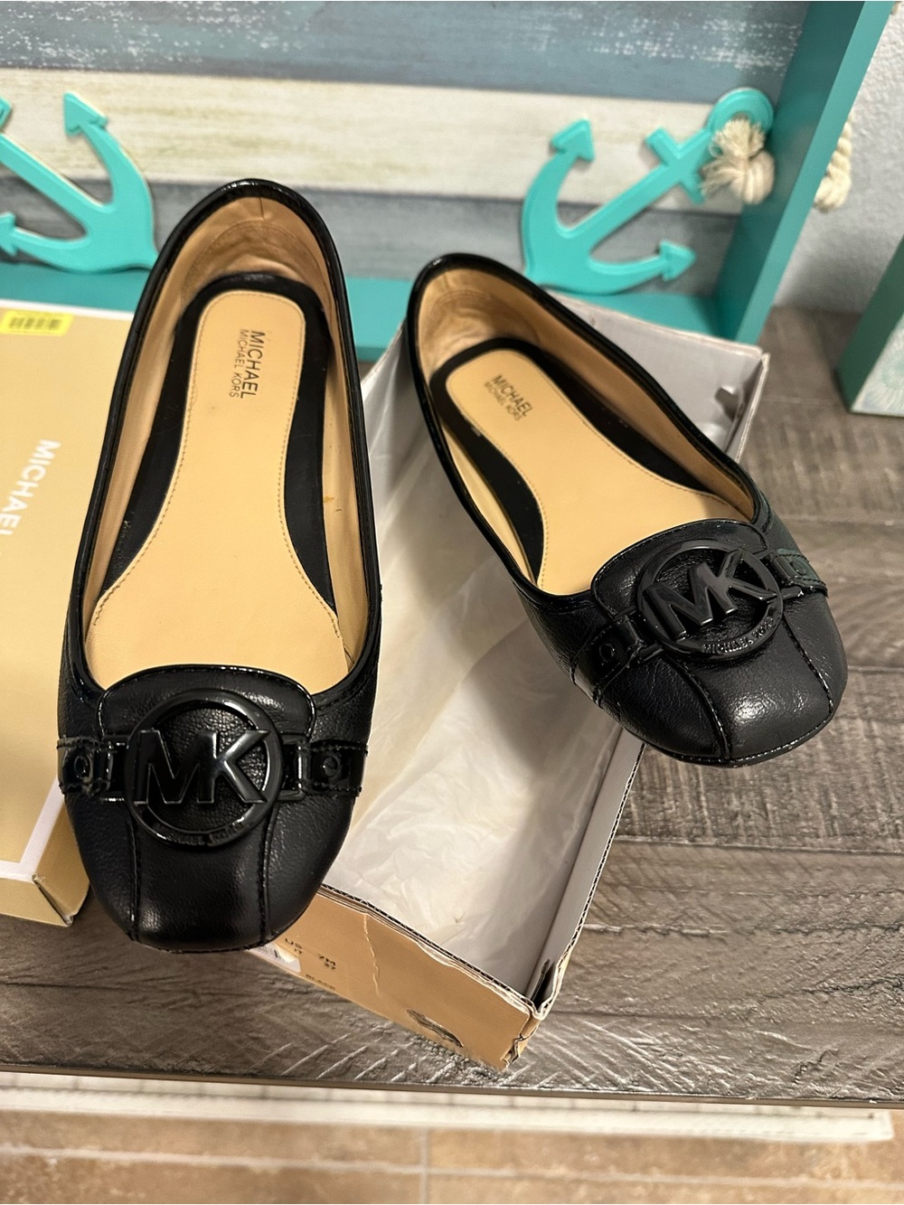 Women Michael Kors Fulton Moc  Leather Flat Shoes Black size 7 M